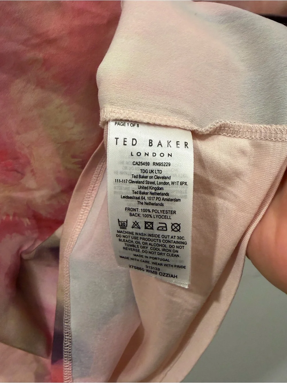 Ted Baker Pink Green Watercolor Floral Dolman Sleeve Top - Picture 3 of 10